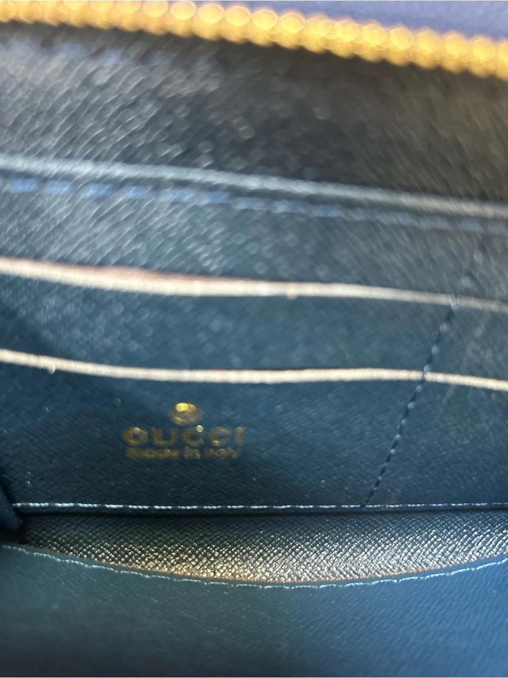 Gucci Monogram Zip-Around Card Holder in Blue and Off-White